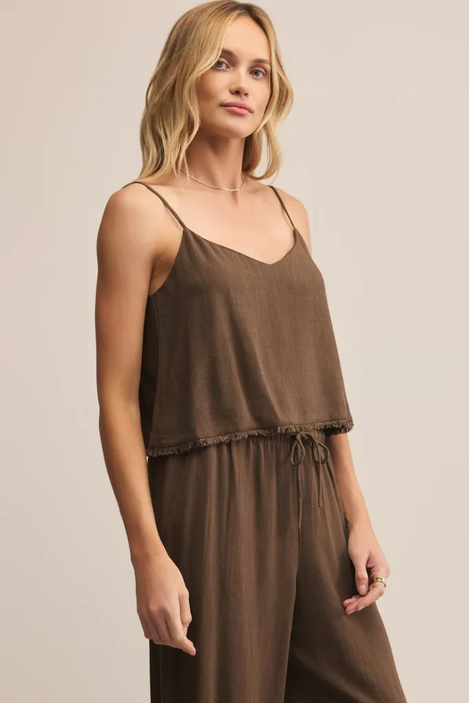 Sabel Cropped Linen Tank by Z Supply Anti Pilling Fabric LightweightConstruction
