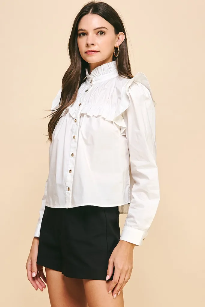 AllClimateAdaptive Sadie Poplin Ruffle Button Down Top