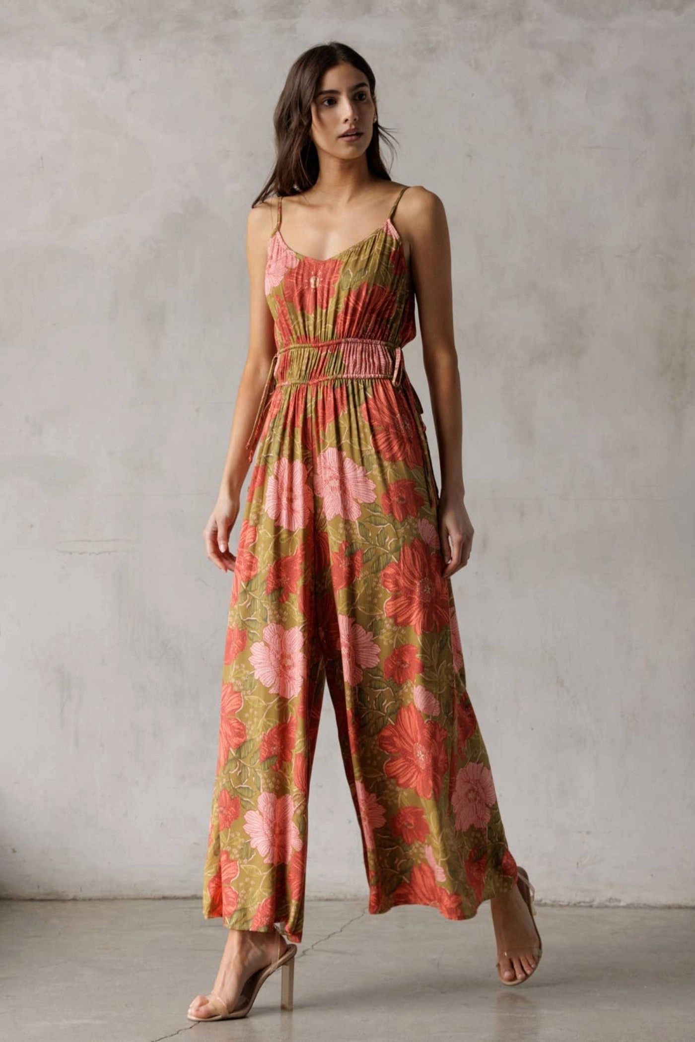 SADIE SLEEVELESS FLORAL JUMPSUIT Dynamic Simple Work Unisex