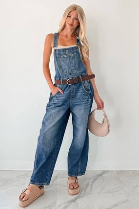 Said & Done Cello Barrel Denim Overalls (Medium) Comfy Layer DoubleStitched Hemming