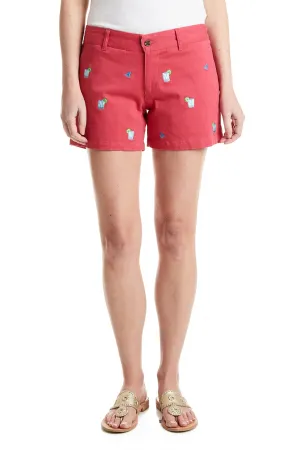 Everyday Comfort Fit Sailing Short Stretch Twill Hurricane Red with Fin & Tonic