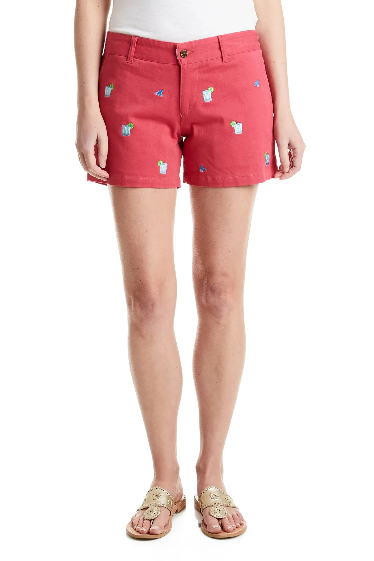 Sailing Short Stretch Twill Hurricane Red with Fin & Tonic MoistureWicking Comfort Flex