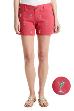 Comfy Cut Versatile Fit Sailing Short Stretch Twill Hurricane Red with Martini