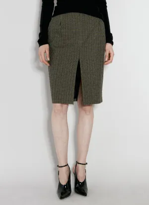 Saint Laurent Wool-Blend Checked Midi Skirt