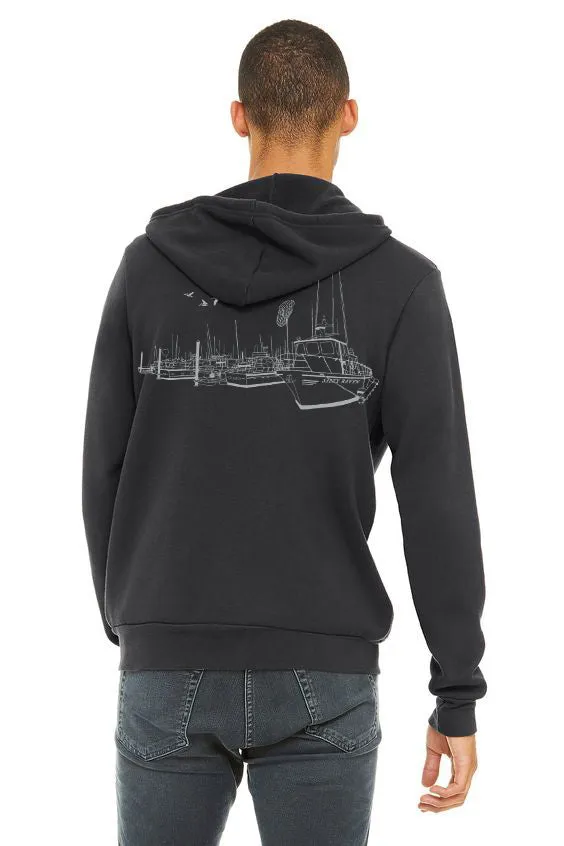 Salty Port Ultra Soft Zip Up Hoodie - Unisex Dark Grey Heather