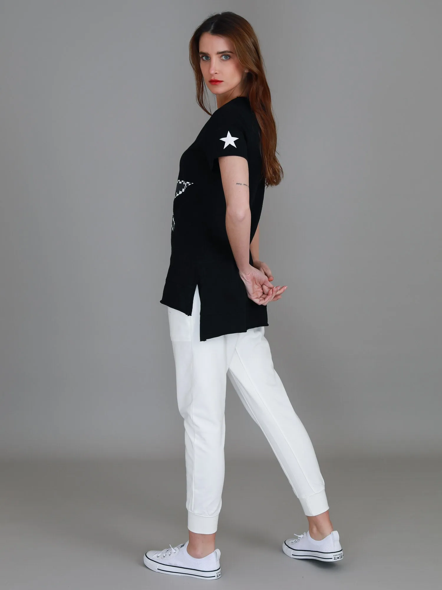 Sandy Check Black Star T Shirt
