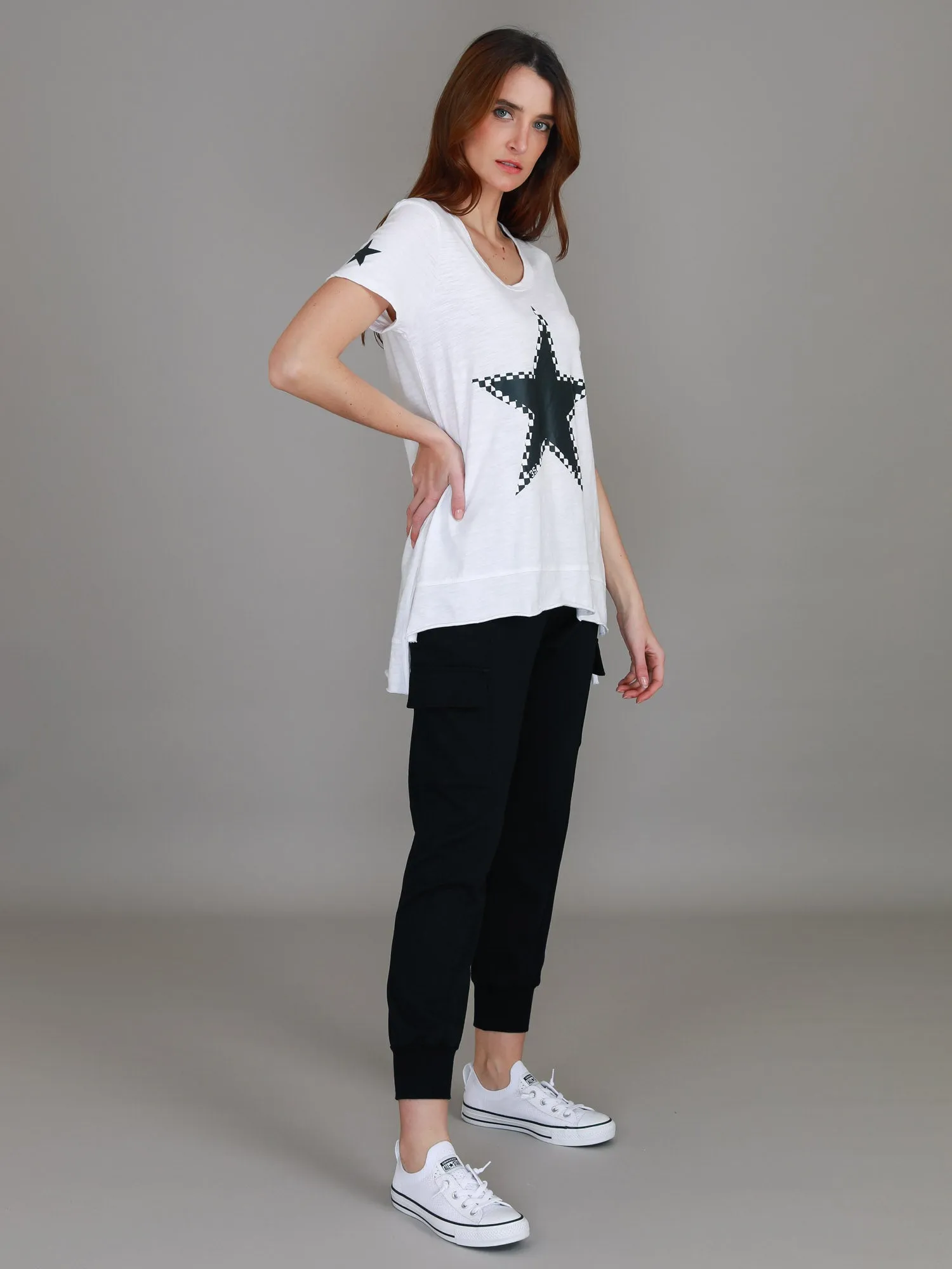 Sandy Check Black Star T Shirt