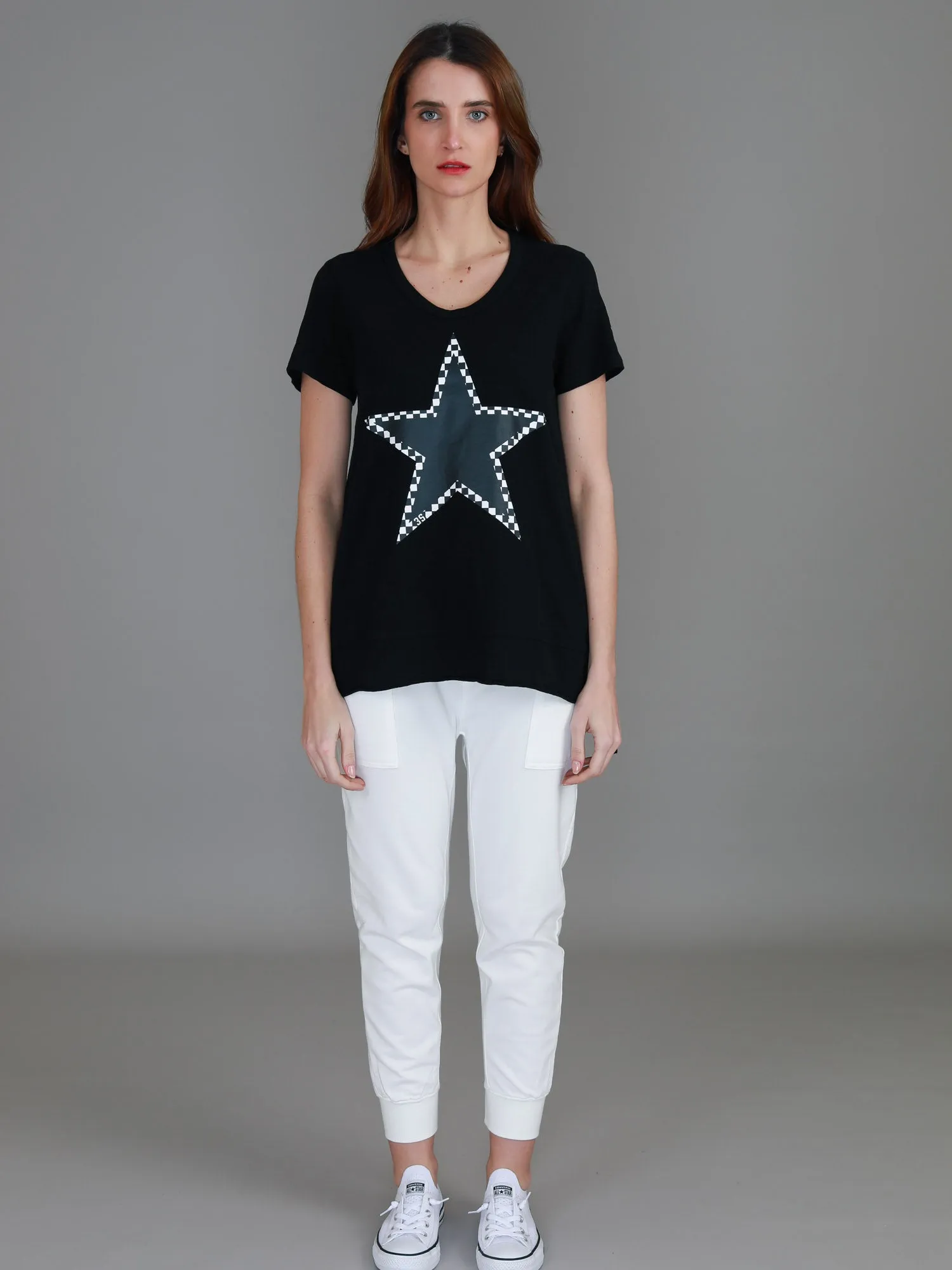 Sandy Check Black Star T Shirt