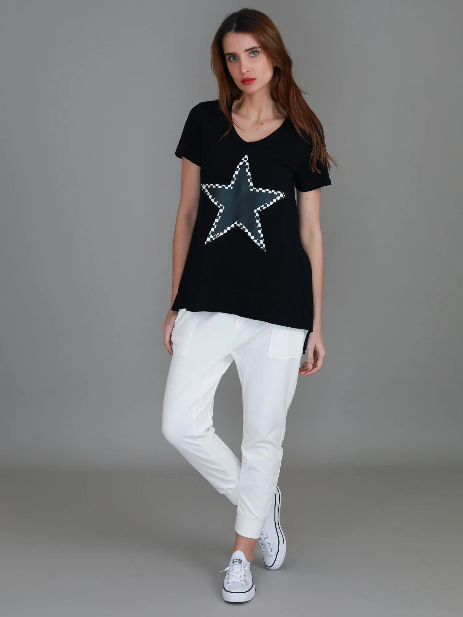 Sandy Check Black Star T Shirt