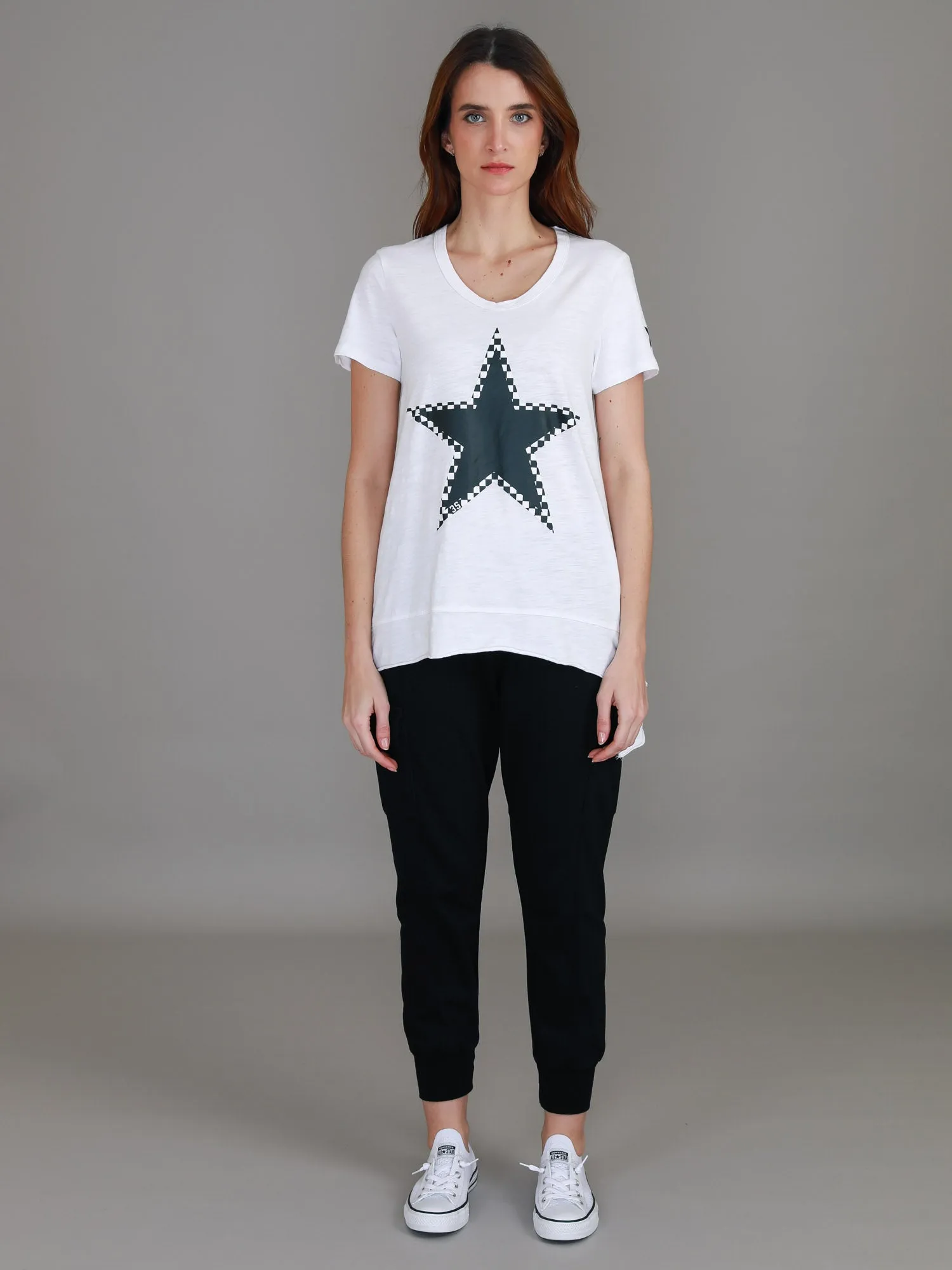 Sandy Check Black Star T Shirt