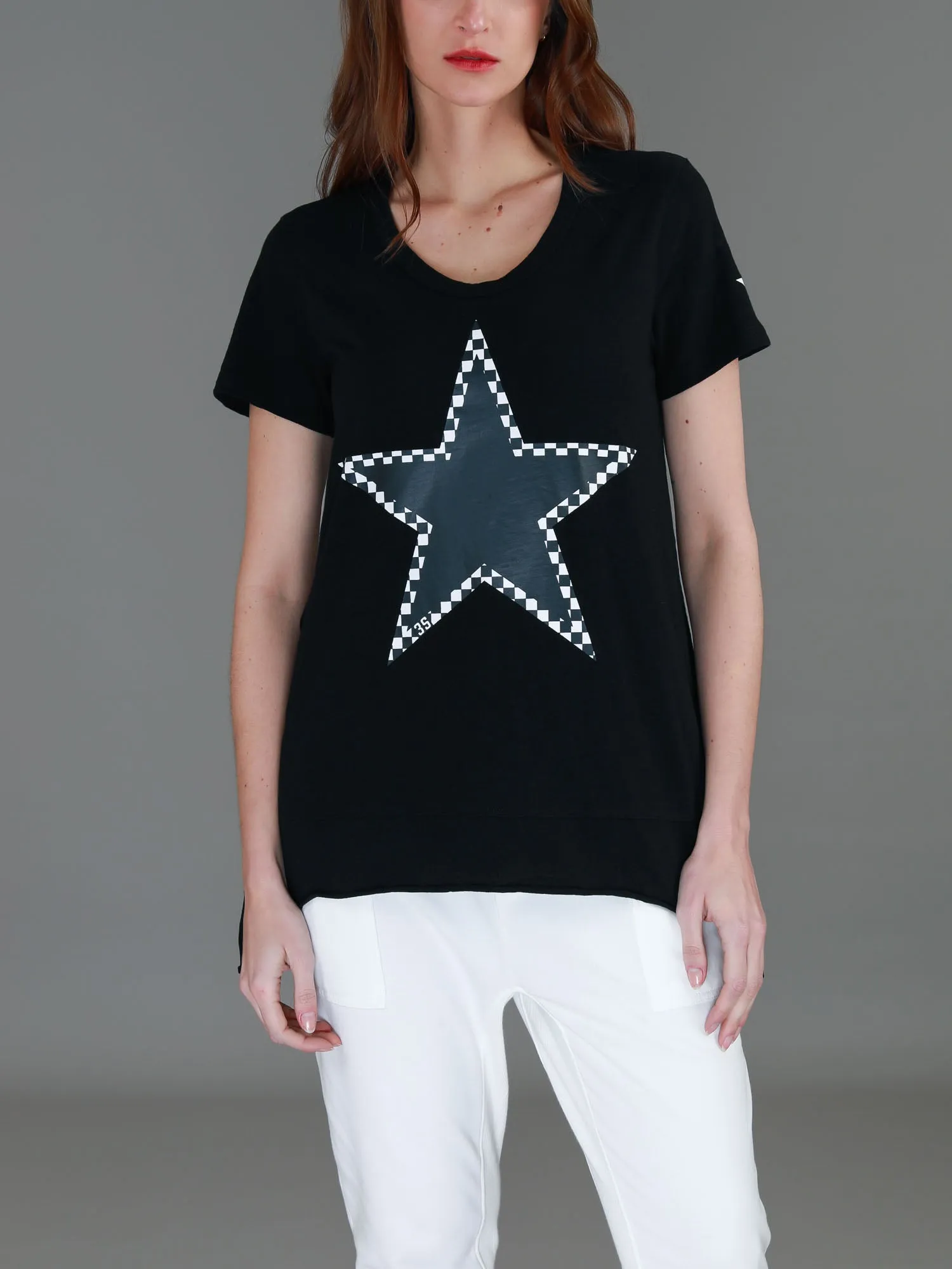 Sandy Check Black Star T Shirt
