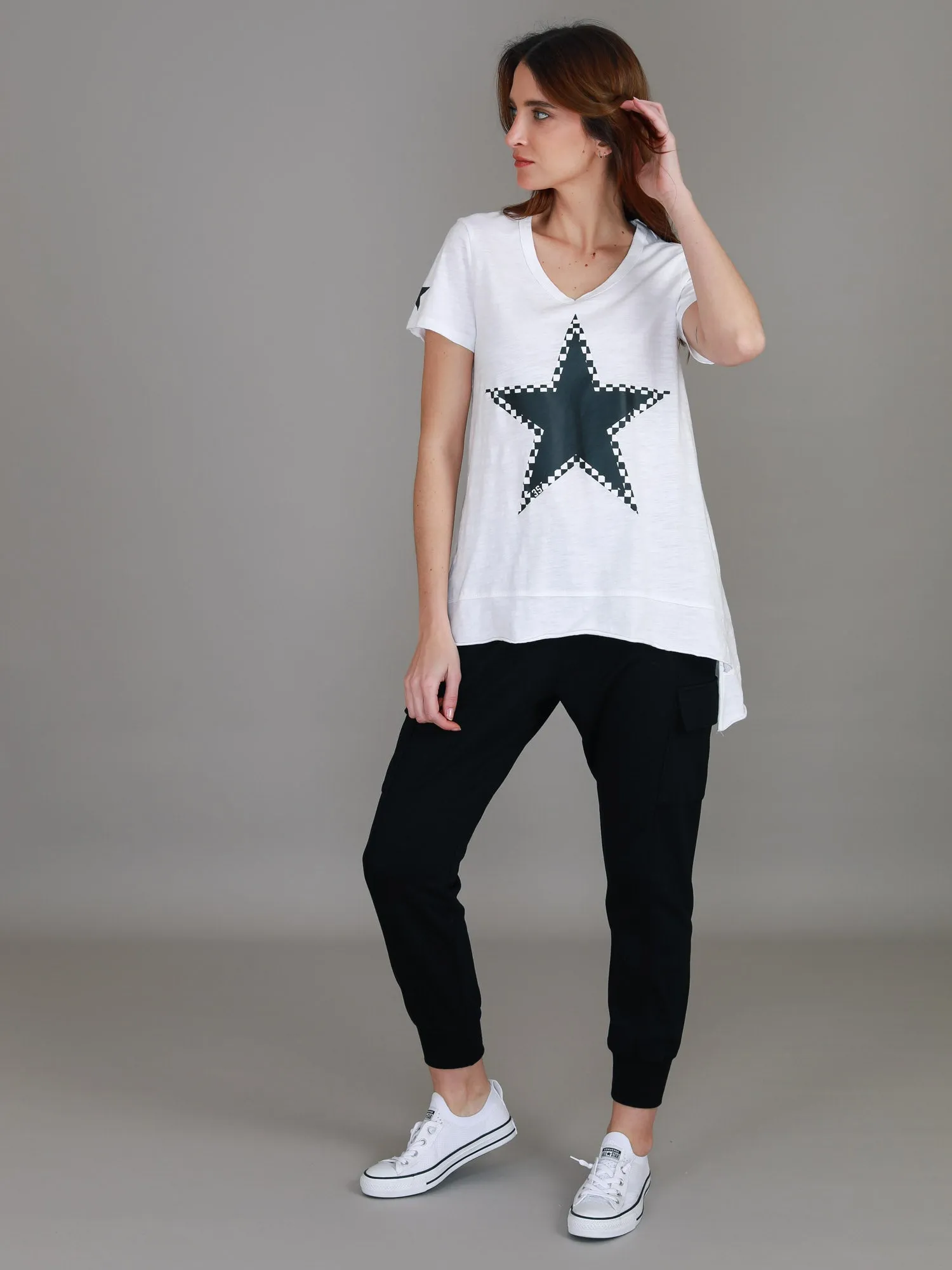 Sandy Check Black Star T Shirt