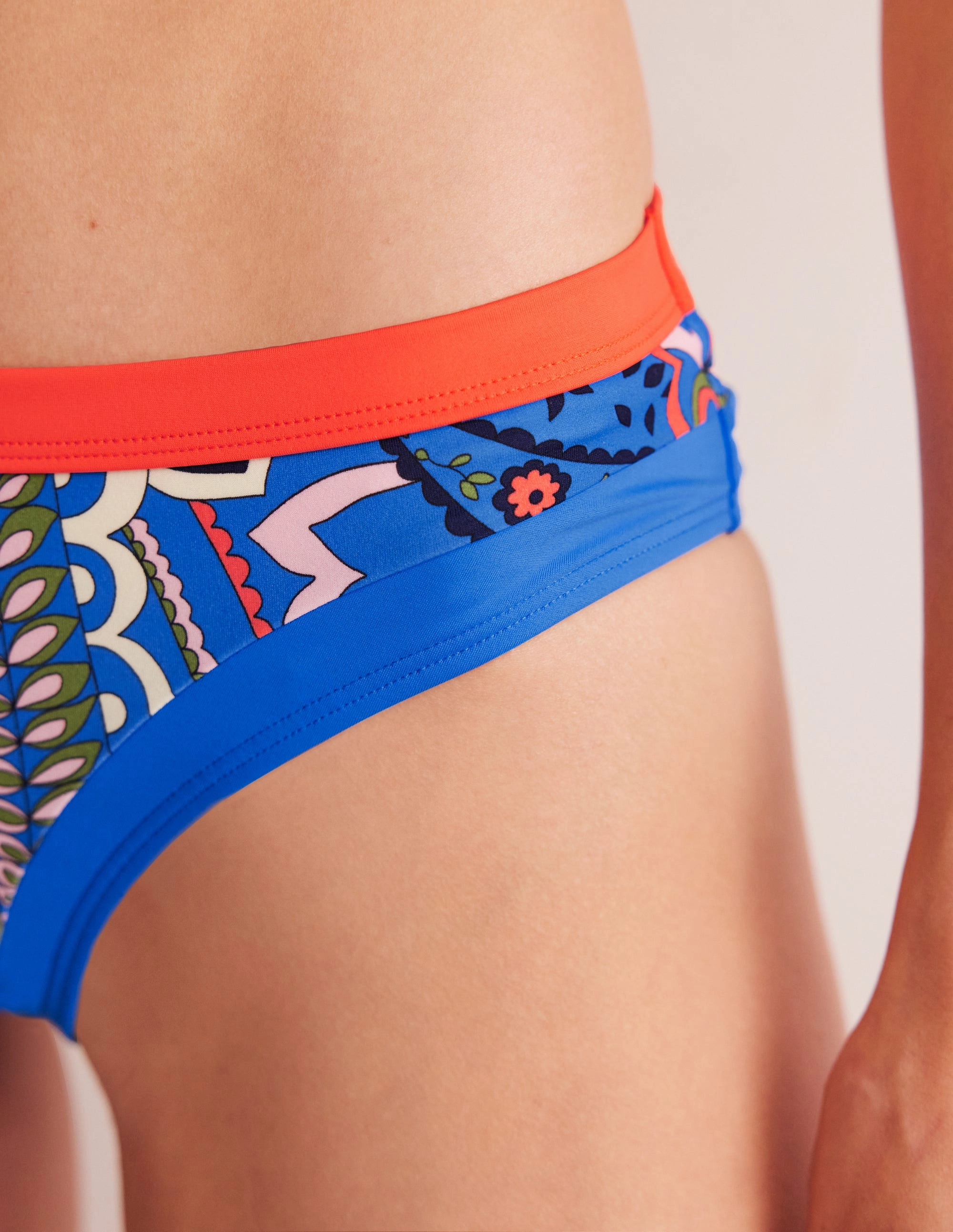 Santorini Bikini Bottoms-Blue, Foliage Paisley poolside style