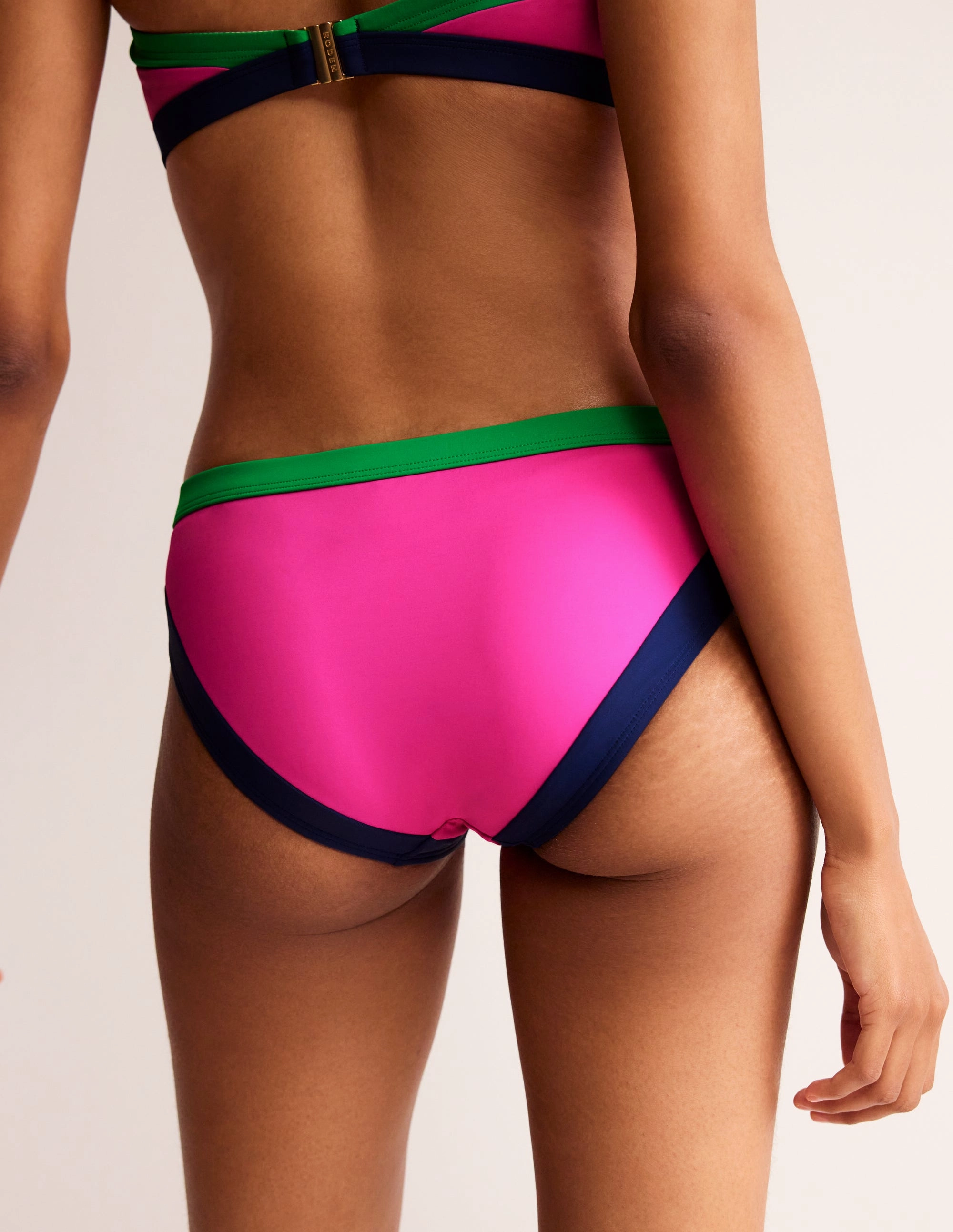 Machine wash Santorini Bikini Bottoms-Super Pink Colourblock