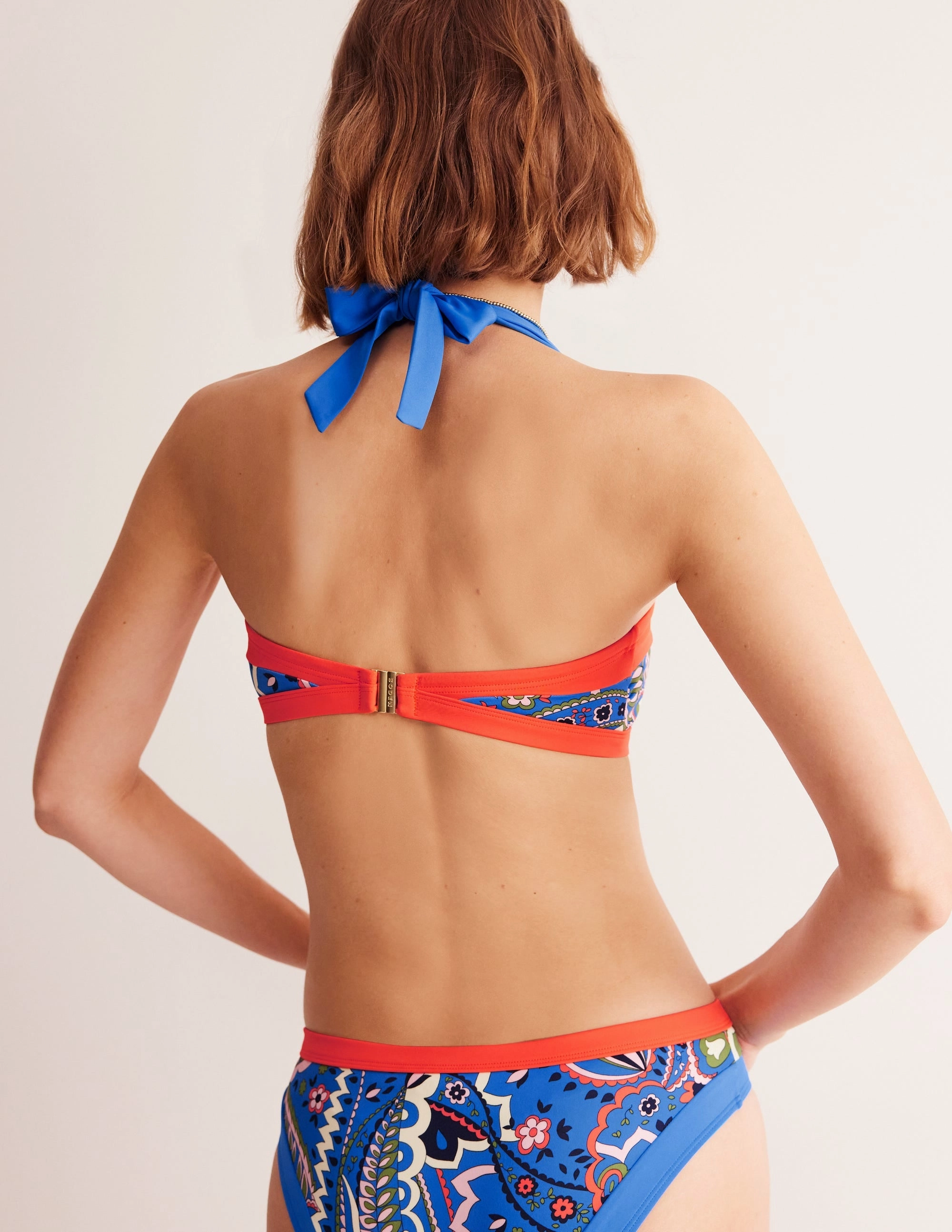 Eco Friendly Santorini Bikini Top-Blue, Foliage Paisley