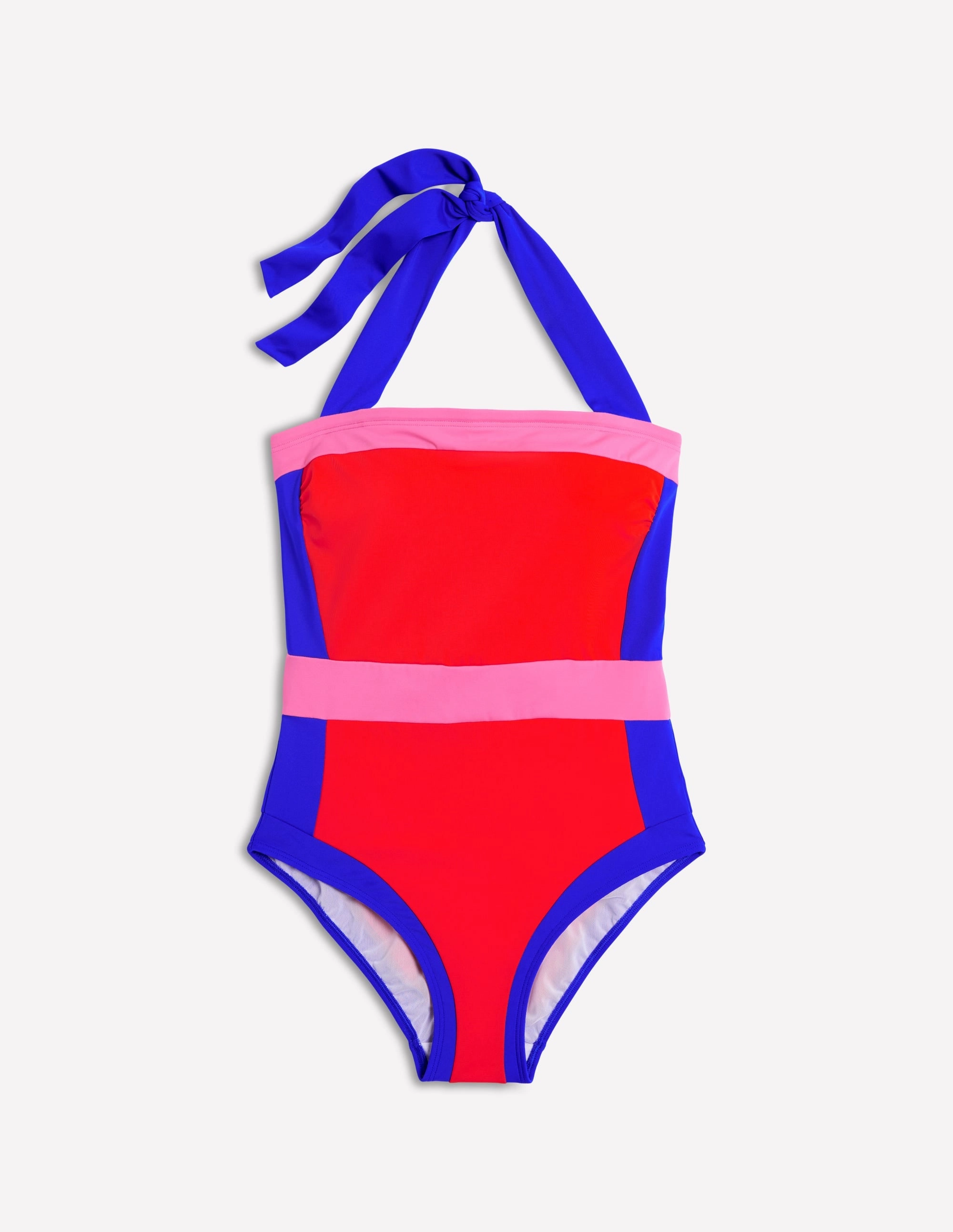 Santorini Halterneck Swimsuit-Fire Red Colourblock Racerback Design Anti Chlorine Technology