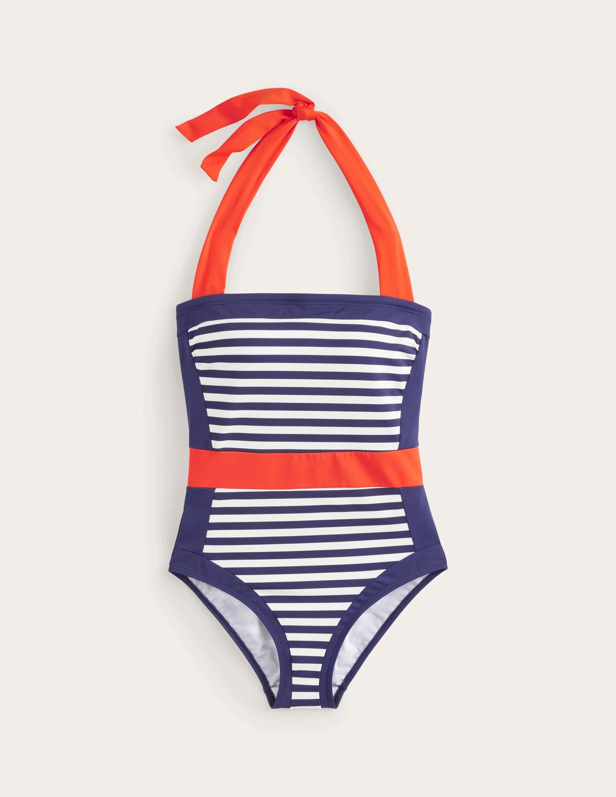 Santorini Halterneck Swimsuit-Red, Navy Stripe Quick Drain Vents Tagless Labels