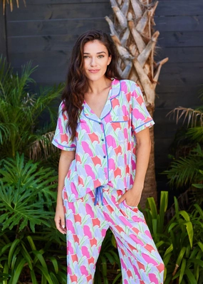 HeatPressedLogos EcoFriendlyMaterial Satin Charlotte Pants Pajama Set in Color Me Sweet