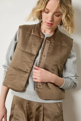 Satin Quilted Vest Parsley Trail Travel