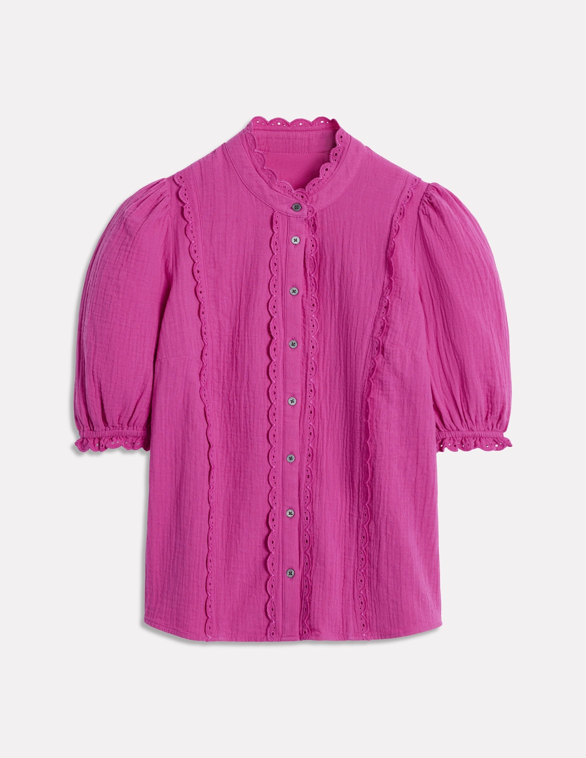 AntiPilling Surface Scallop Double Cloth Top-Cosmos Pink