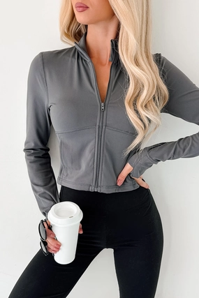 Impressive Performance Zip-Up Active Jacket (Coal Grey) Draw