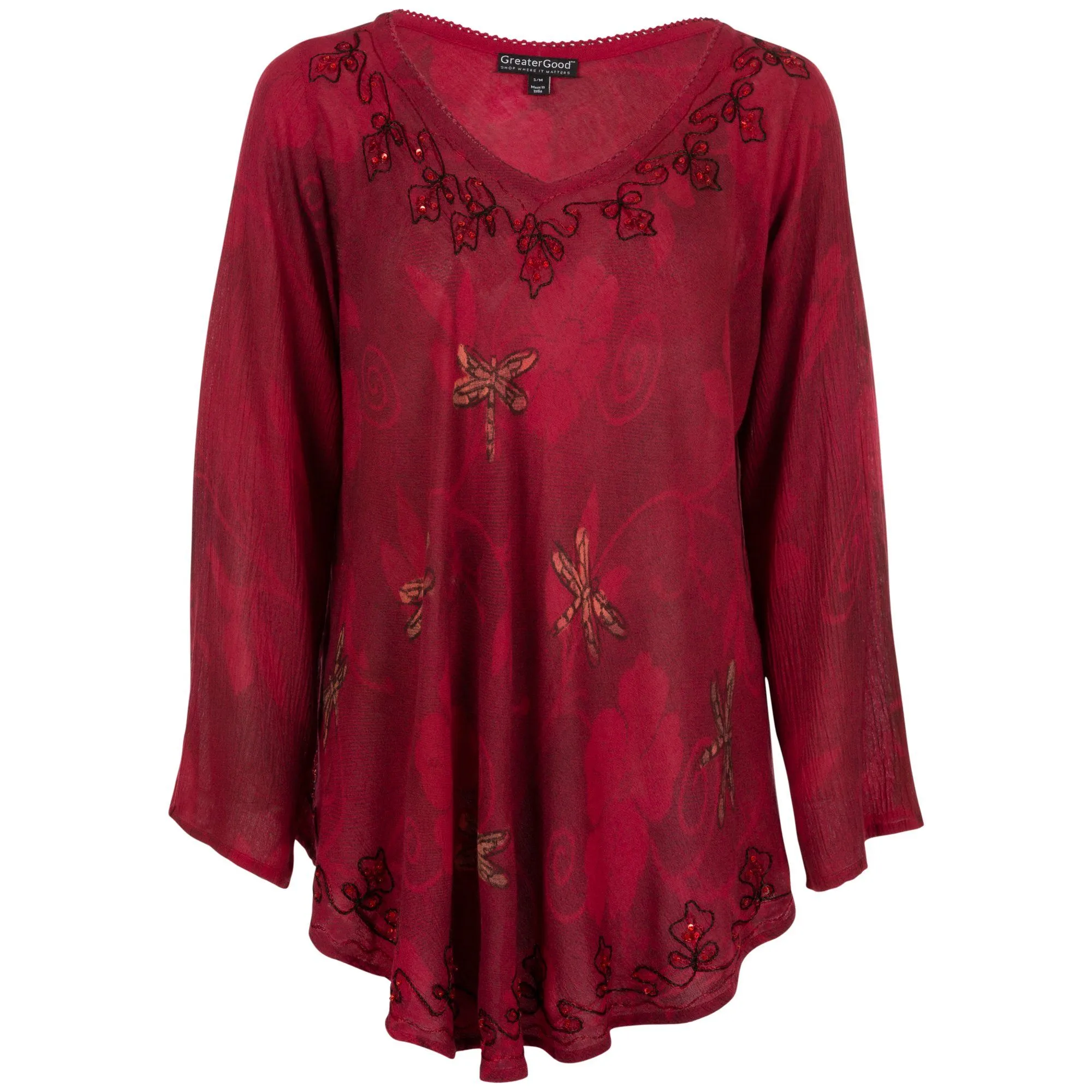 Scarlet Dragonfly Long Sleeve Tunic | Fair Trade