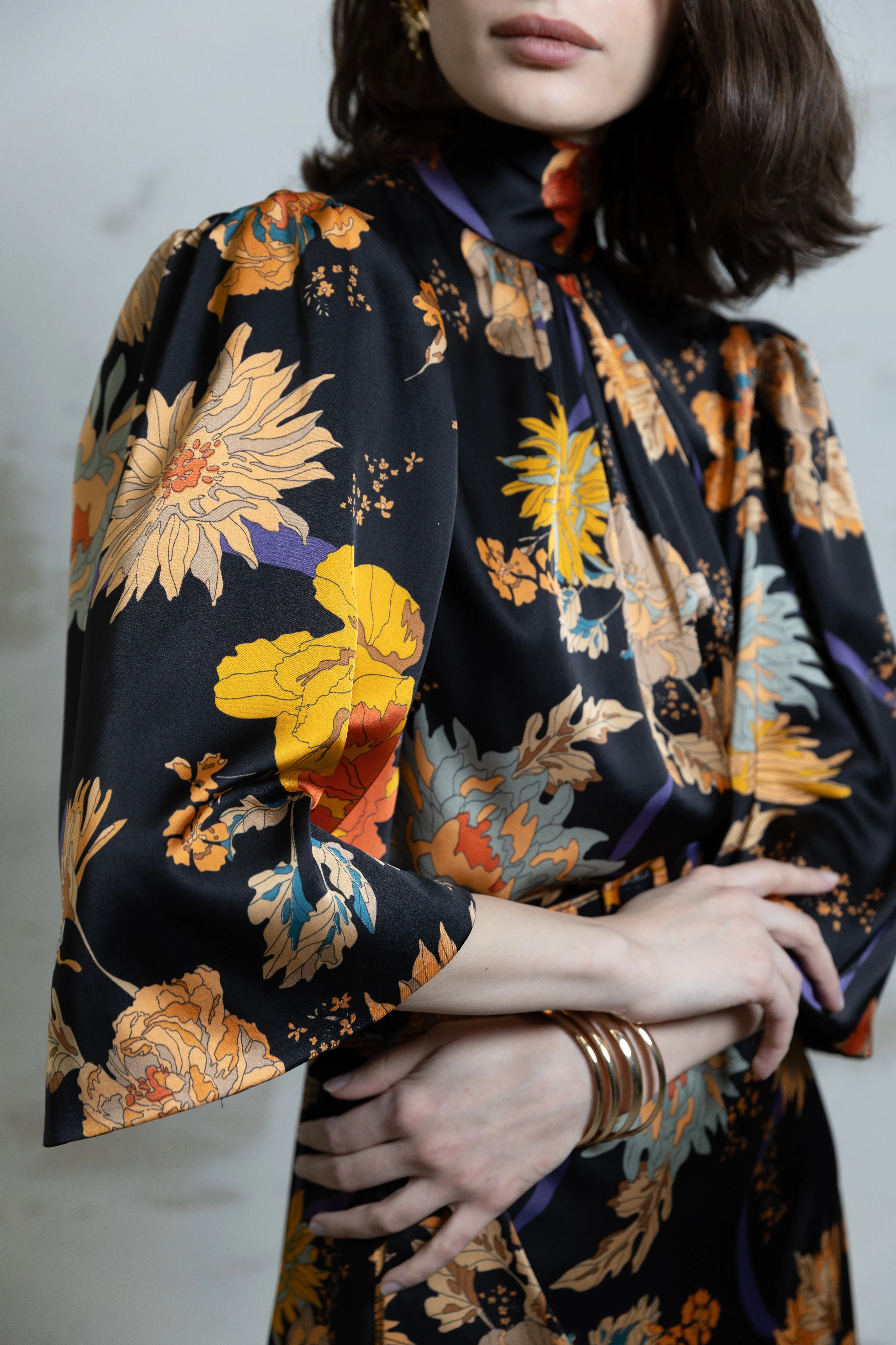 Scarlette Midi Floral Dress Boat-Neck Simple Profile