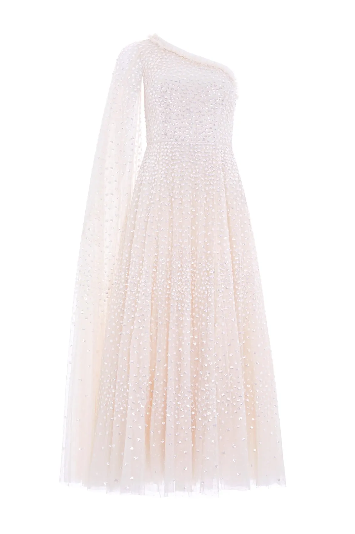 Stylish and Comfortable Scatter Dot One-Shoulder Ankle Gown
