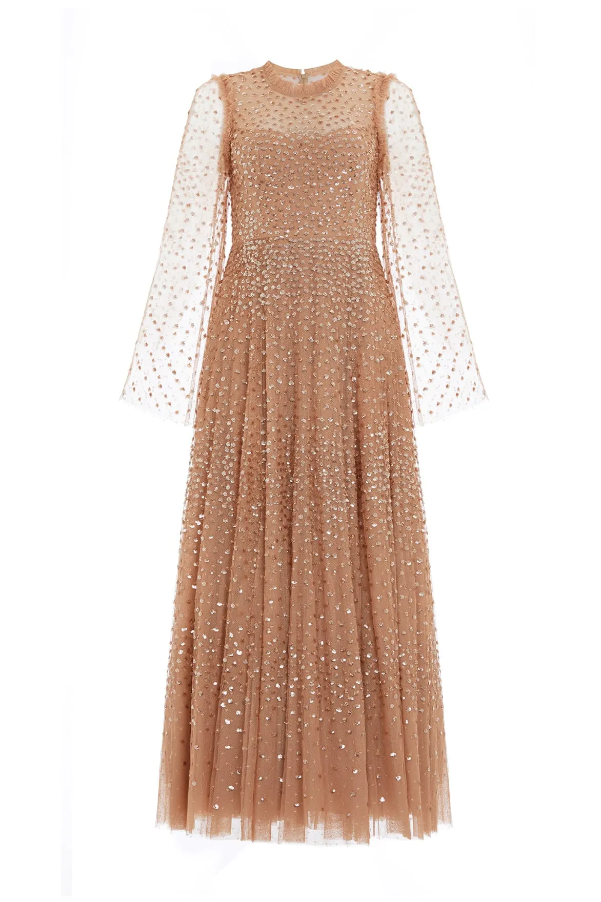 Scatter Dot Round Neck Ankle Gown Bow Glow