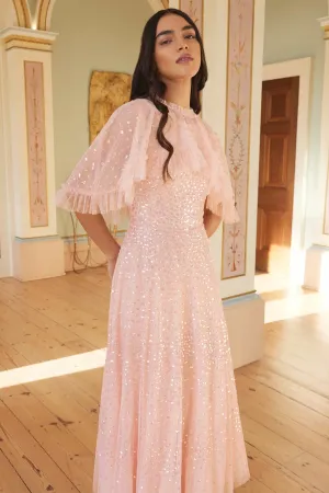 Soft Harmony Scatter Dot Short Cape Ankle Gown