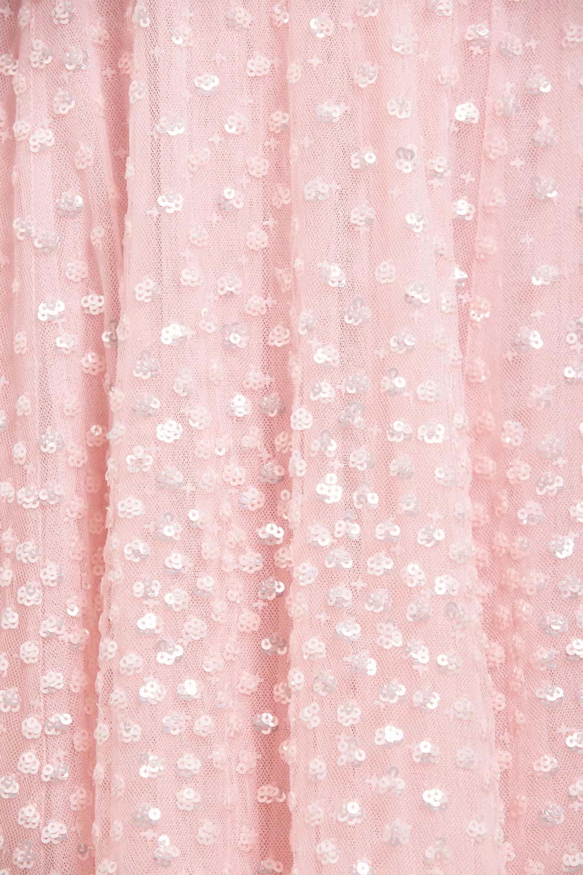 Minimal Details Lace Accent Scatter Dot Cape Sleeve Ankle Gown