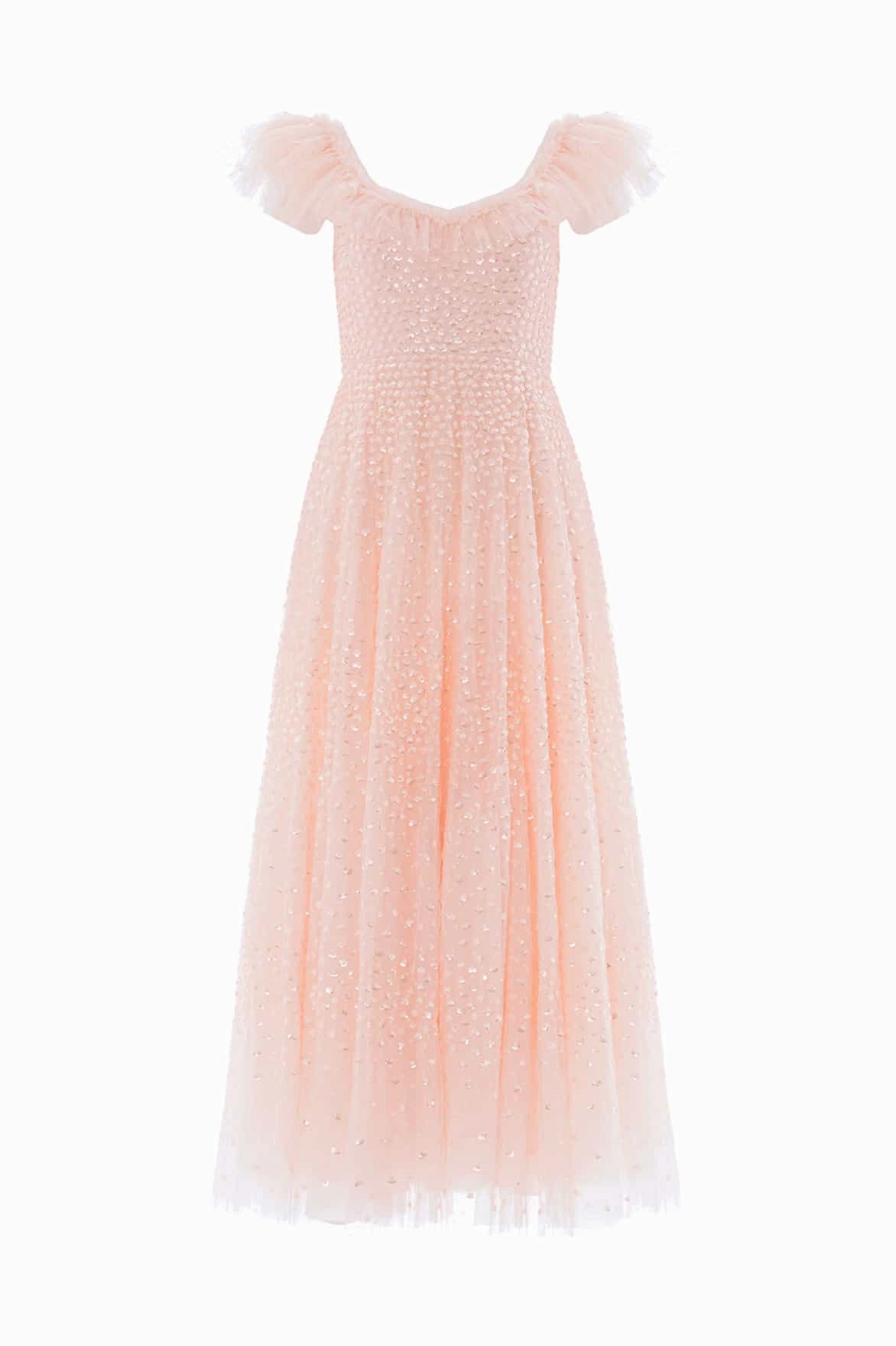 Scatter Dot Ruffle Backless Ballerina Dress ruffle trim