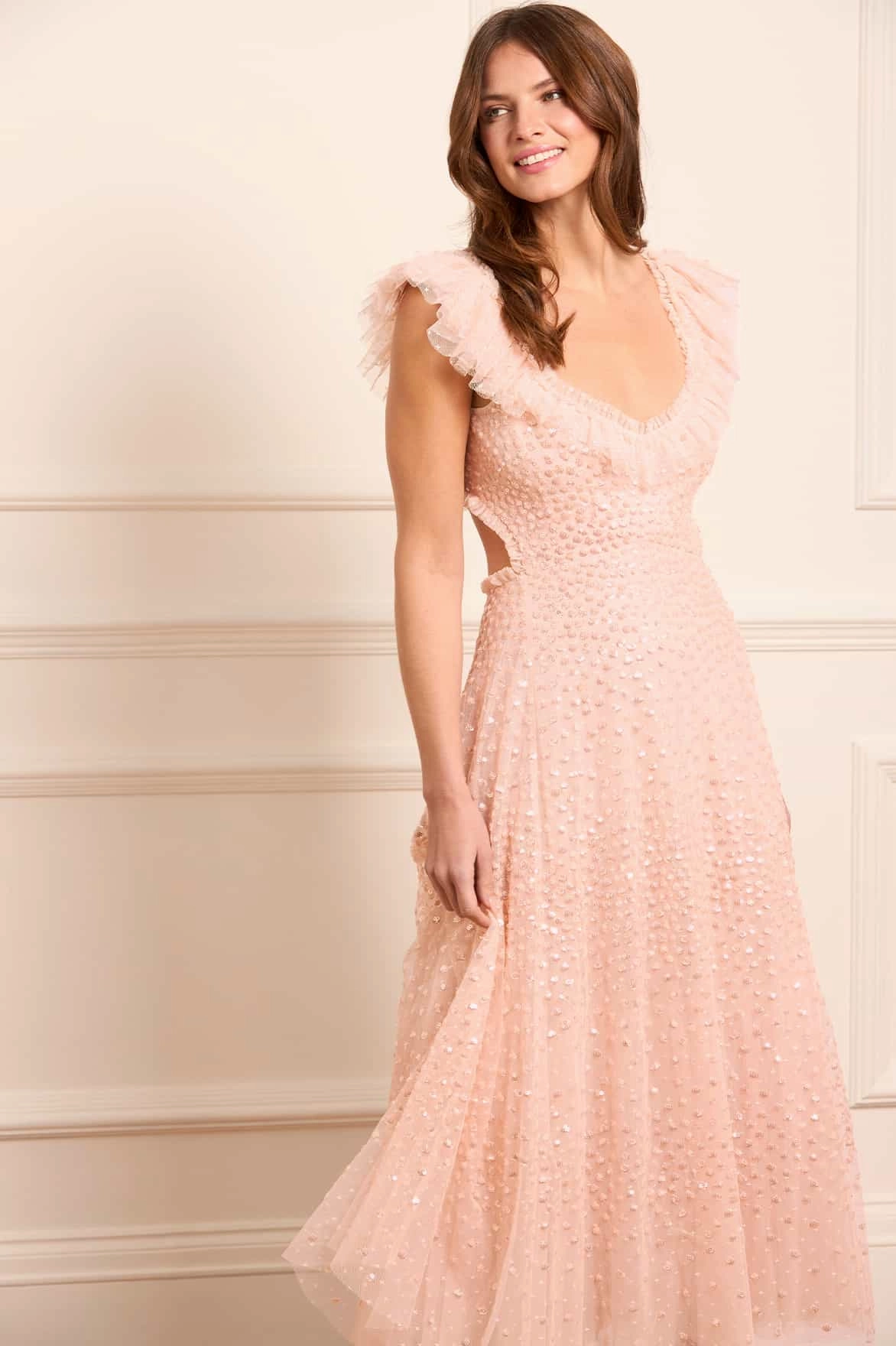 Scatter Dot Ruffle Backless Ballerina Dress Chill Comfort Floral Comfort