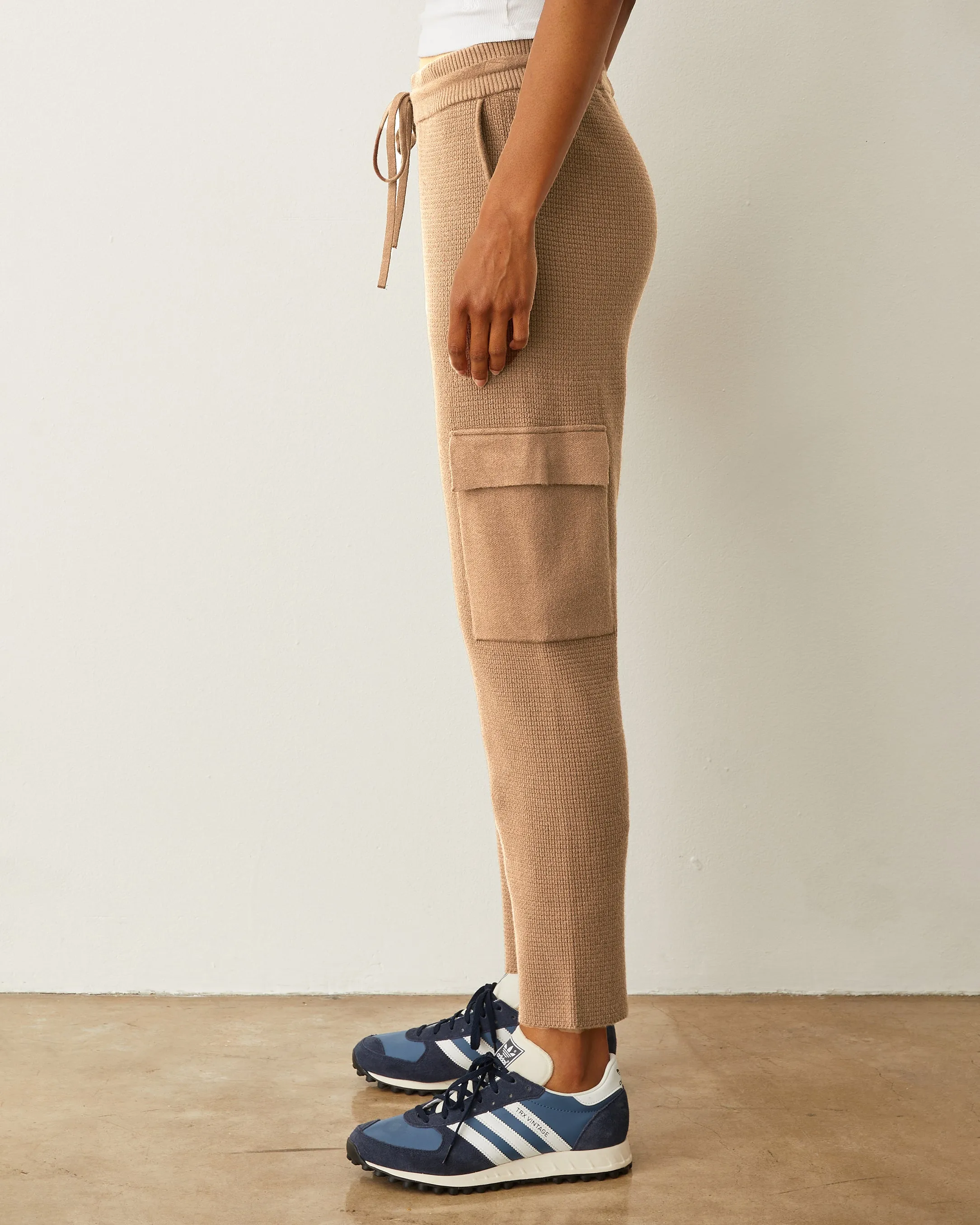 Casual Comfort Fit Comfy Shape Soft Knit Waffle Cargo Jogger