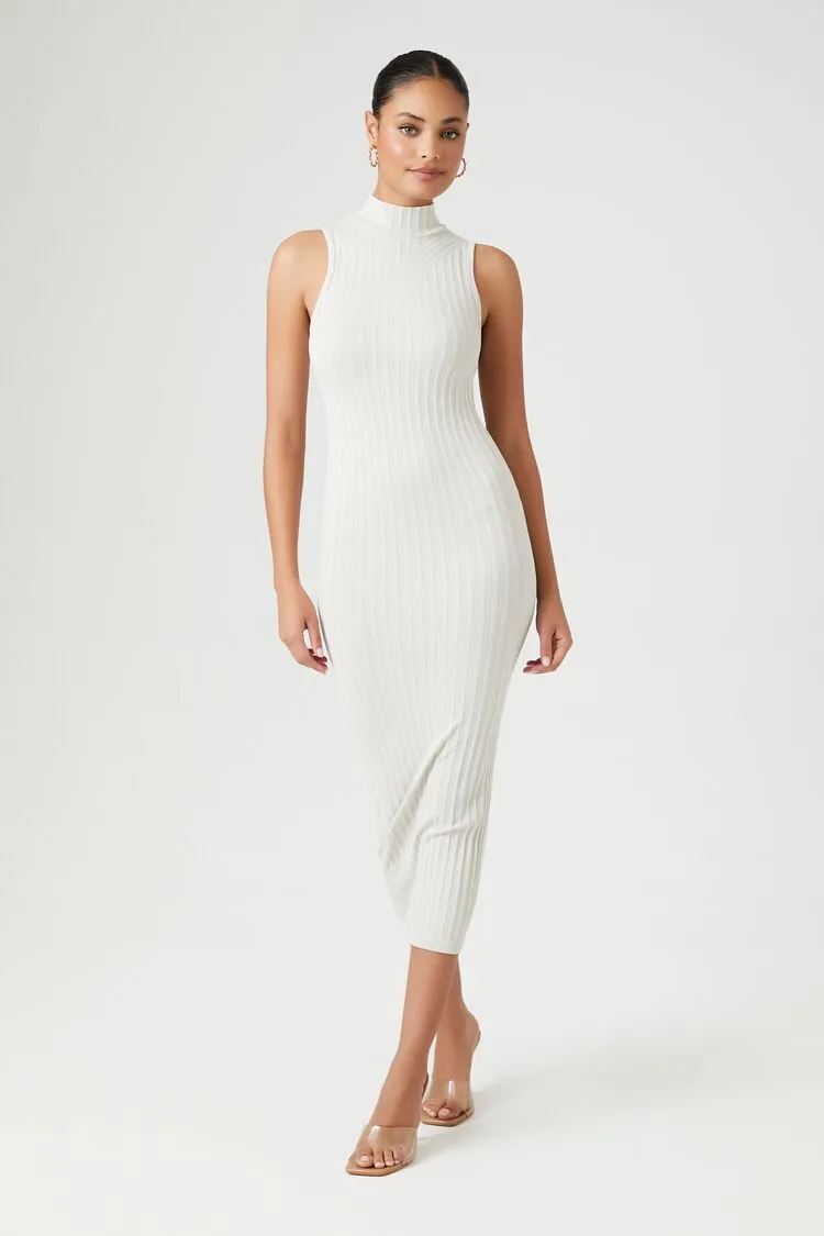 Seamless Striped Sleeveless Midi Dress