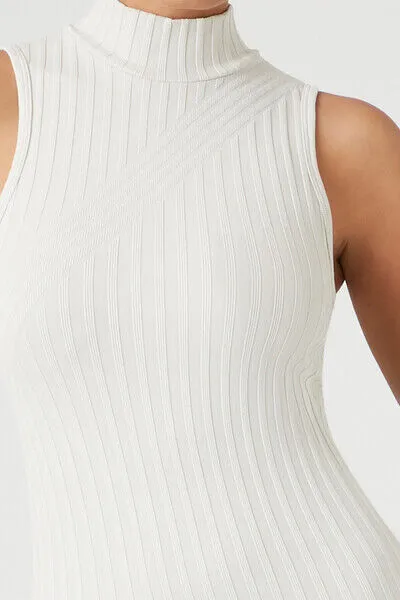 Seamless Striped Sleeveless Midi Dress