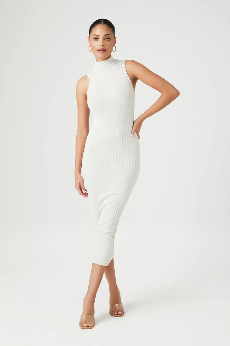 Seamless Striped Sleeveless Midi Dress