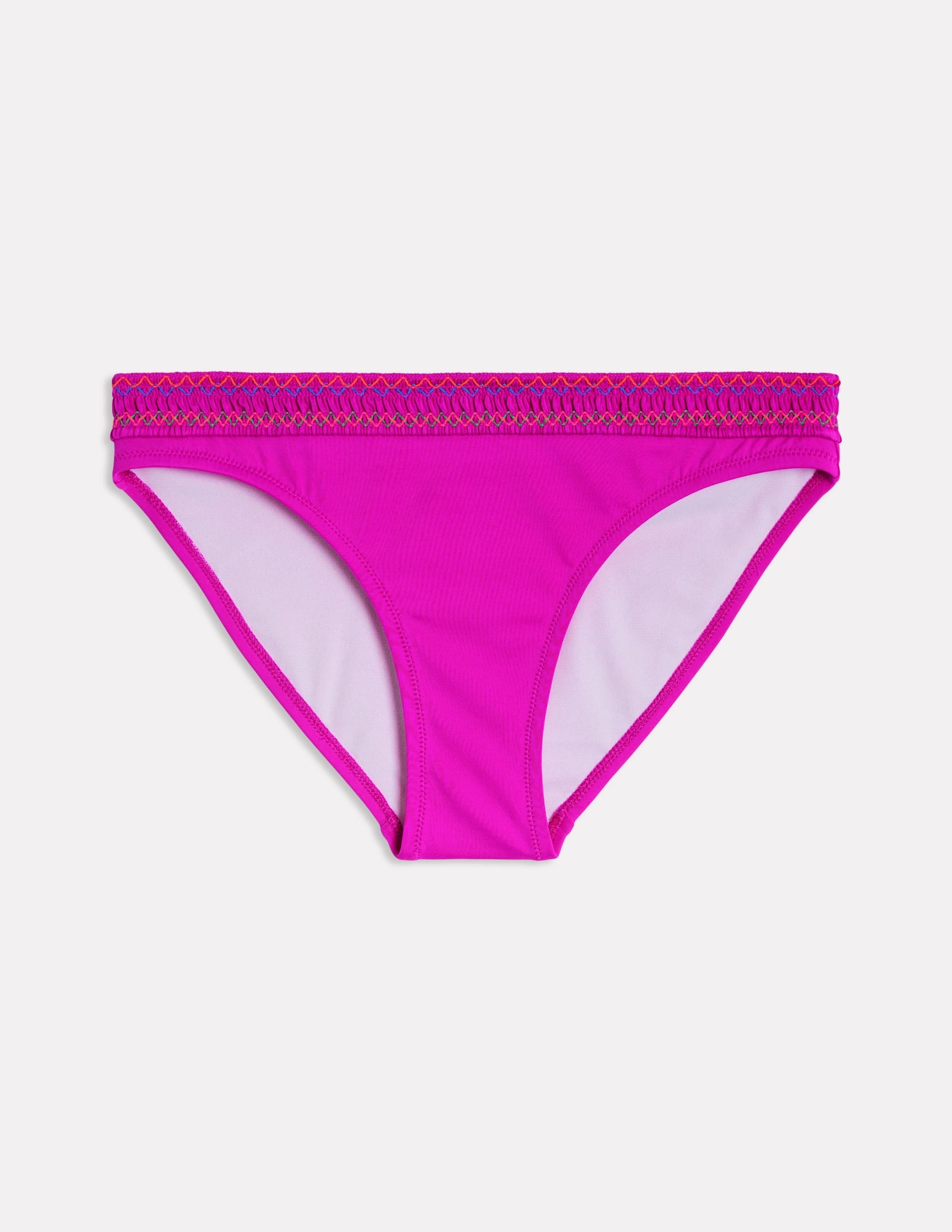 Neutral-Palette Durable Elastic Edging Milos Smocked Bikini Bottoms-Very fuchsia