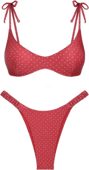 seamoly Tie Side Floral Smocked Shirred Triangle Bikini Set