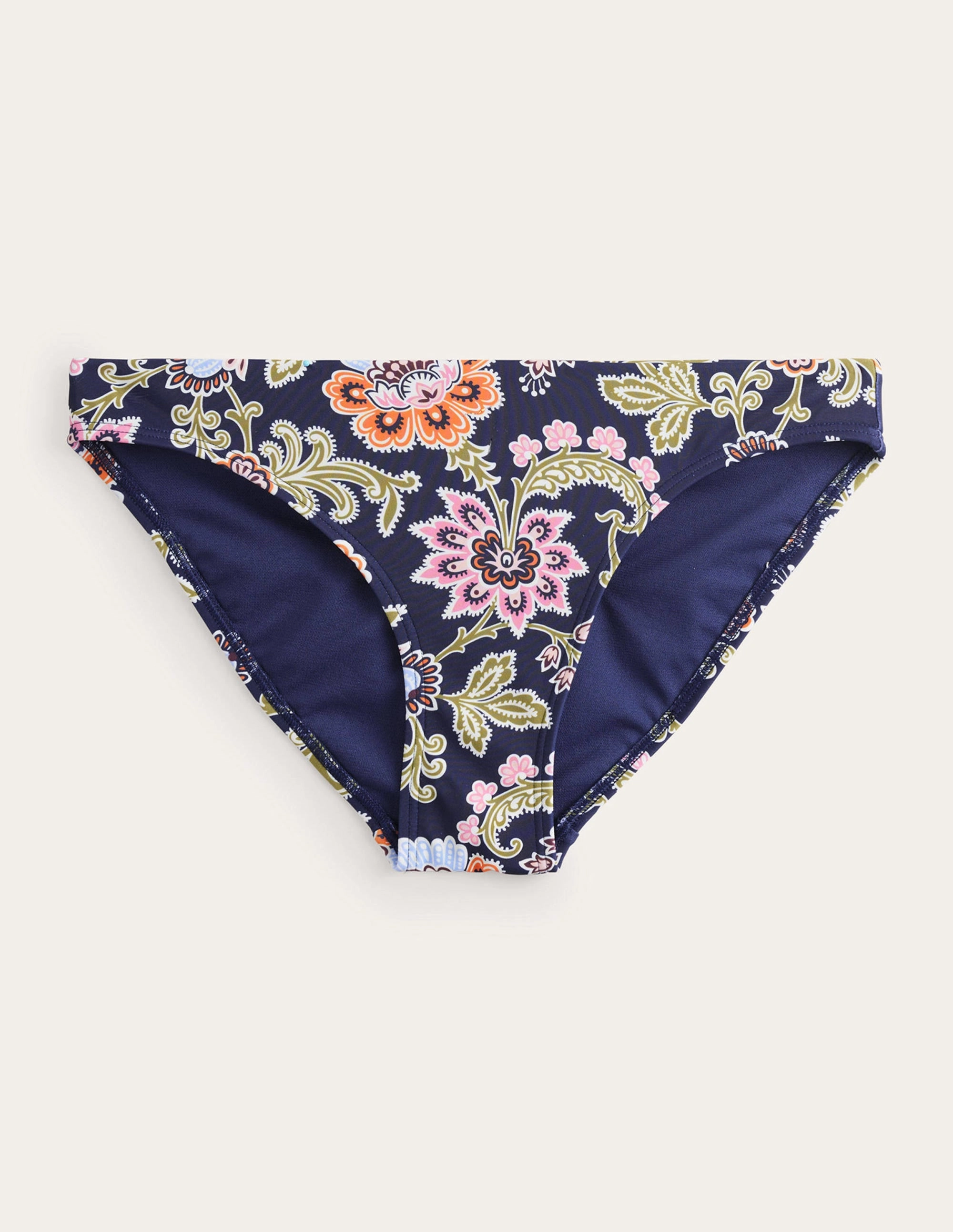 Quick Drying Lining Classic Bikini Bottoms-Midnight, Multi Floral
