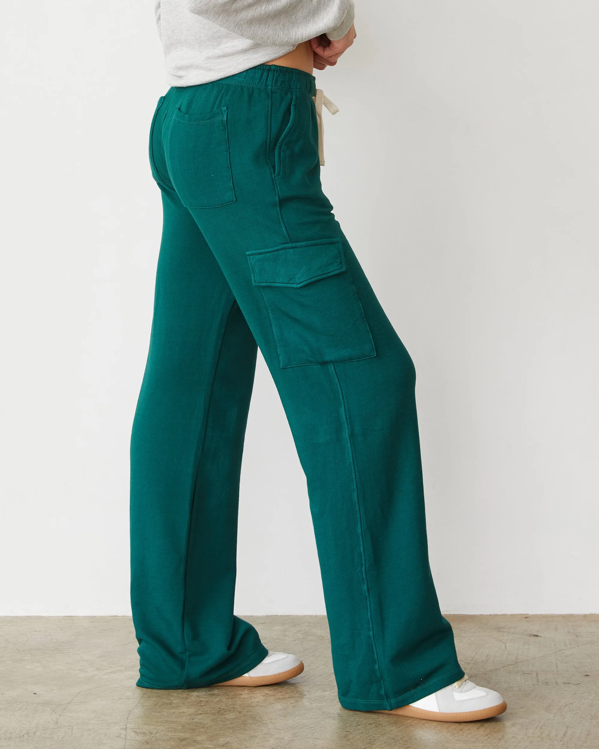 Reinforced Hemline NonScratchSurface Softfleece Straight Leg Cargo Sweat