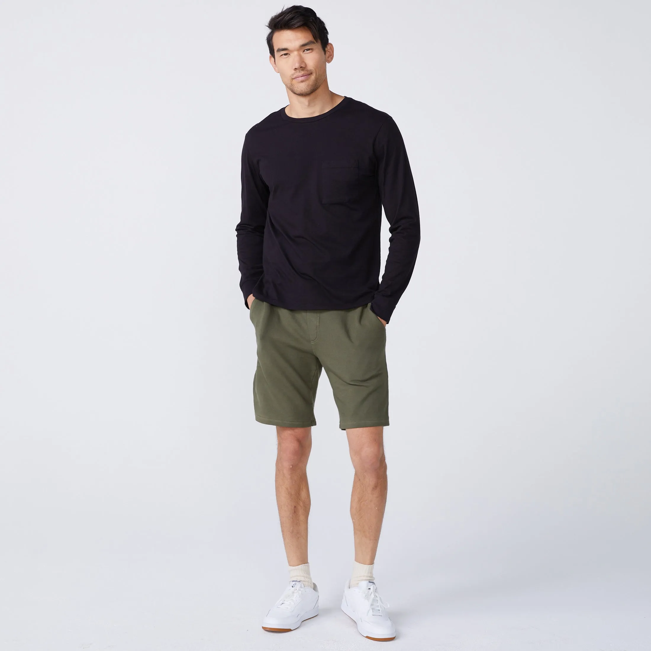 Long Sleeve Pocket Crew SoftBrushed Soft Texture