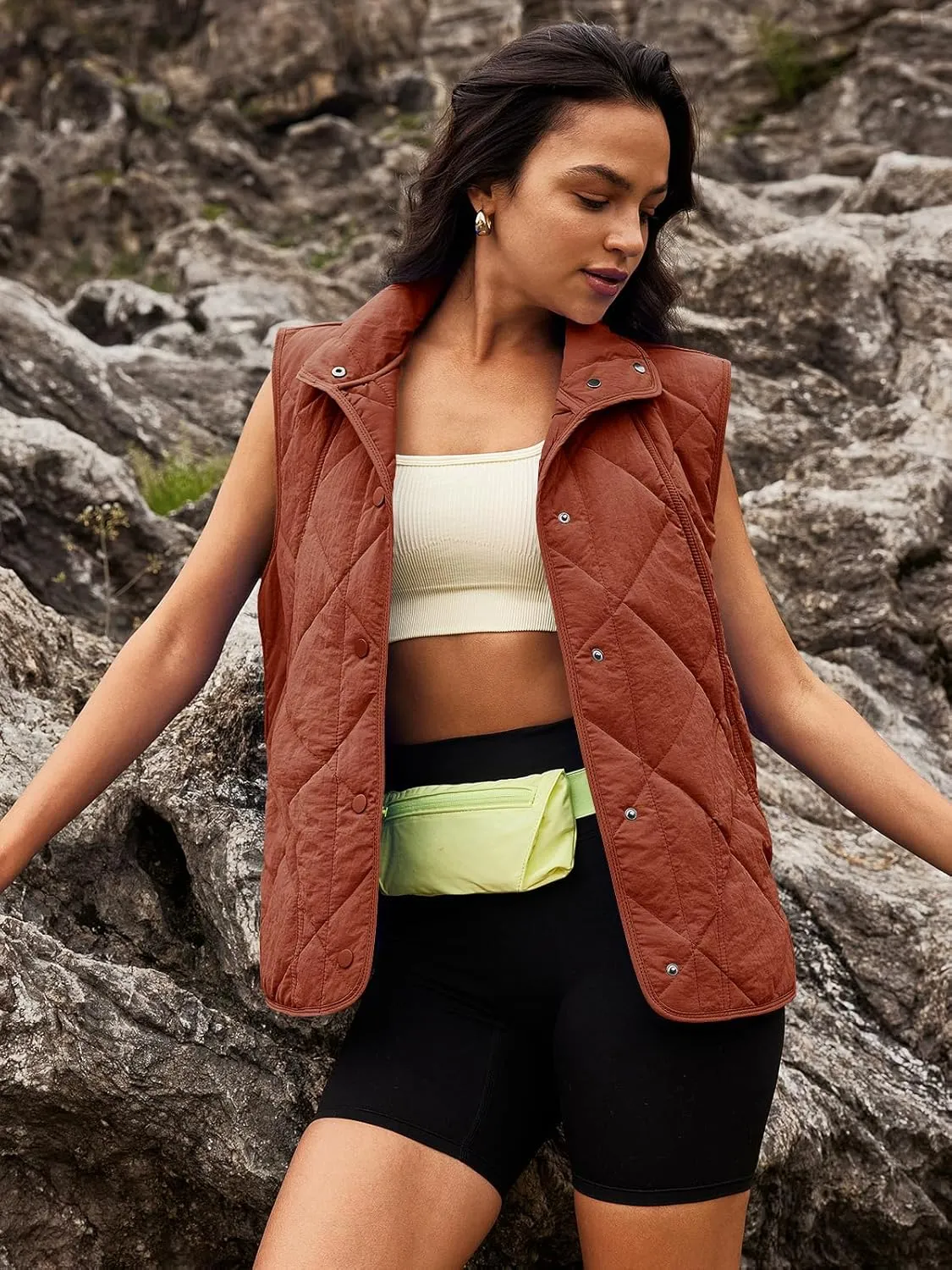 SENSERISE Womens Puffer Vest Quilted Vests Oversized Lightweight Outerwear Padded Jacket Winter Fall Outfits