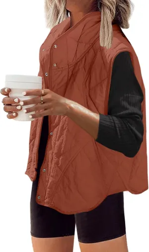 SENSERISE Womens Puffer Vest Quilted Vests Oversized Lightweight Outerwear Padded Jacket Winter Fall Outfits
