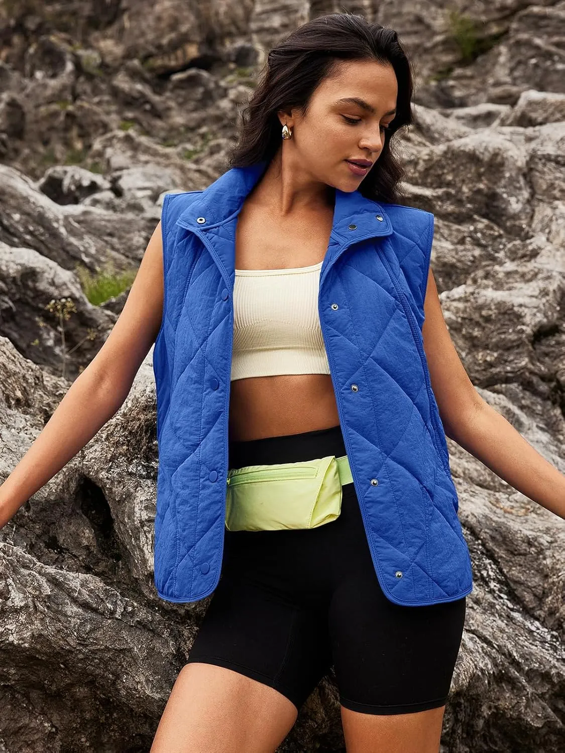 SENSERISE Womens Puffer Vest Quilted Vests Oversized Lightweight Outerwear Padded Jacket Winter Fall Outfits