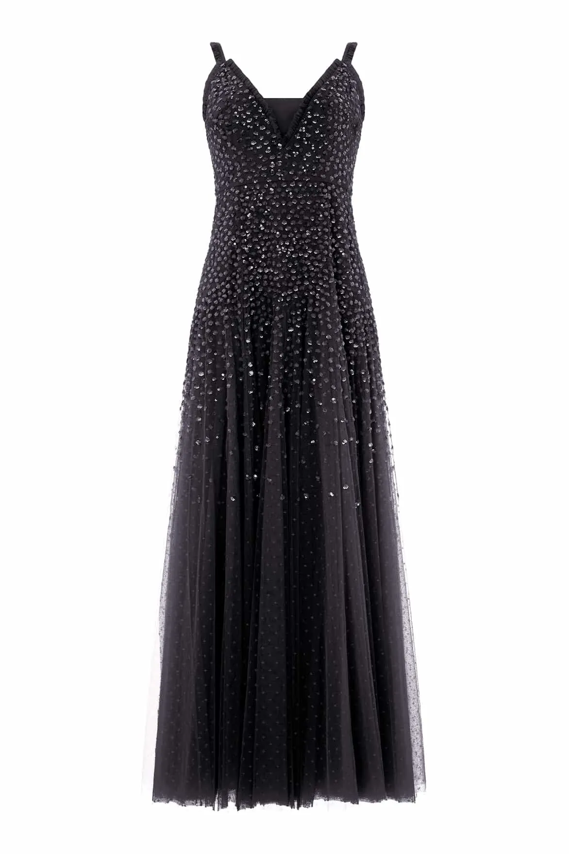 Low Maintenance Sequin Cascade Cami Plunge Gown