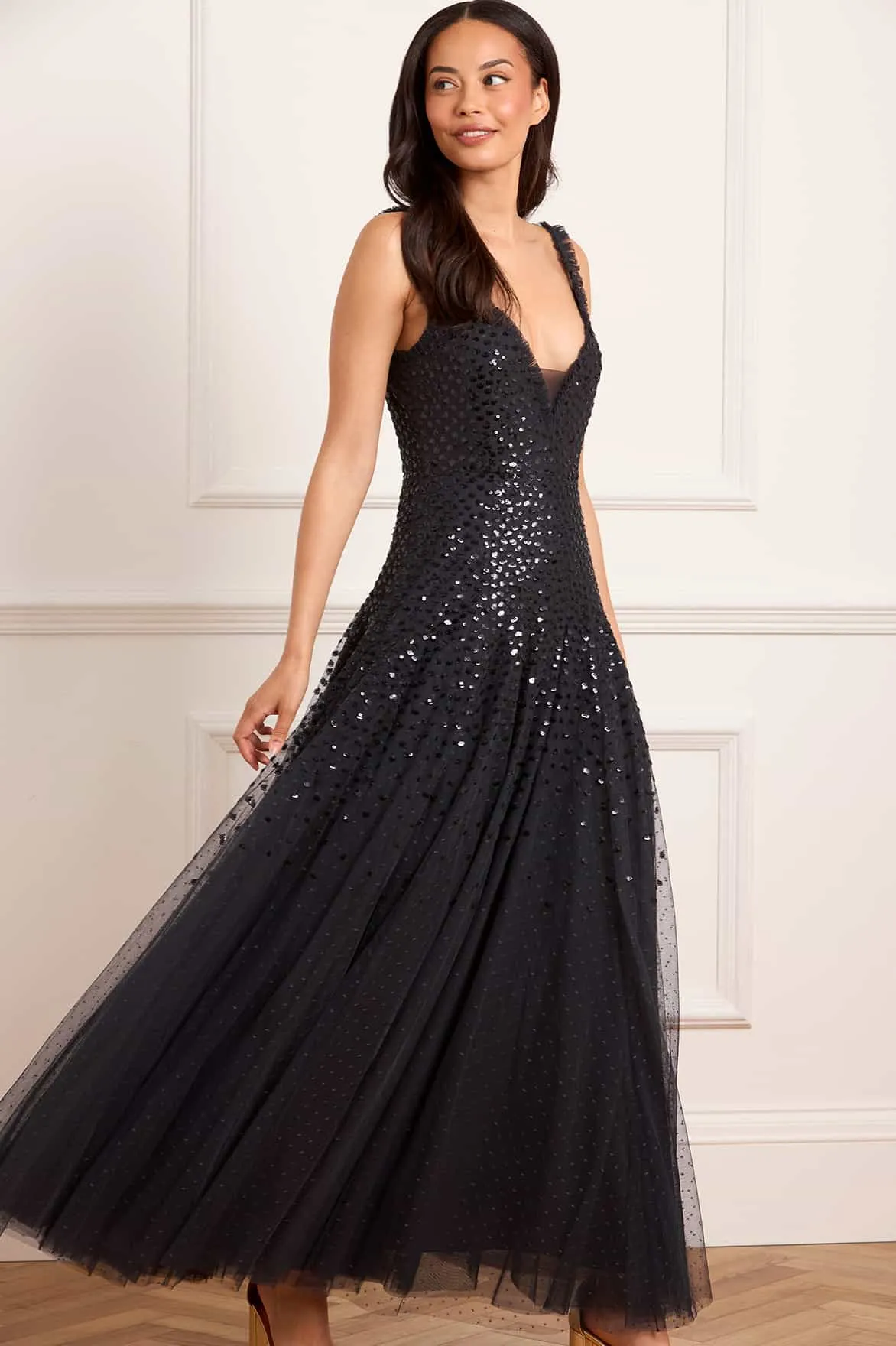 Sequin Cascade Cami Plunge Gown Weekend Favorite Stylish Feel