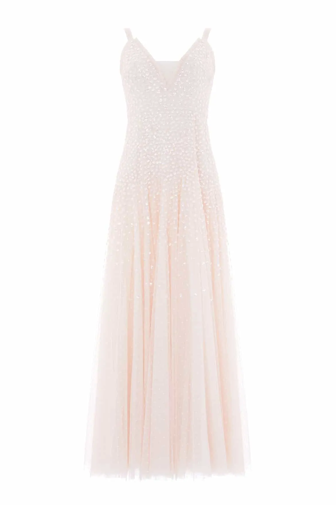 Sequin Cascade Cami Plunge Gown Calm Silhouette