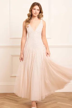 Sequin Cascade Cami Plunge Gown Satin Soft