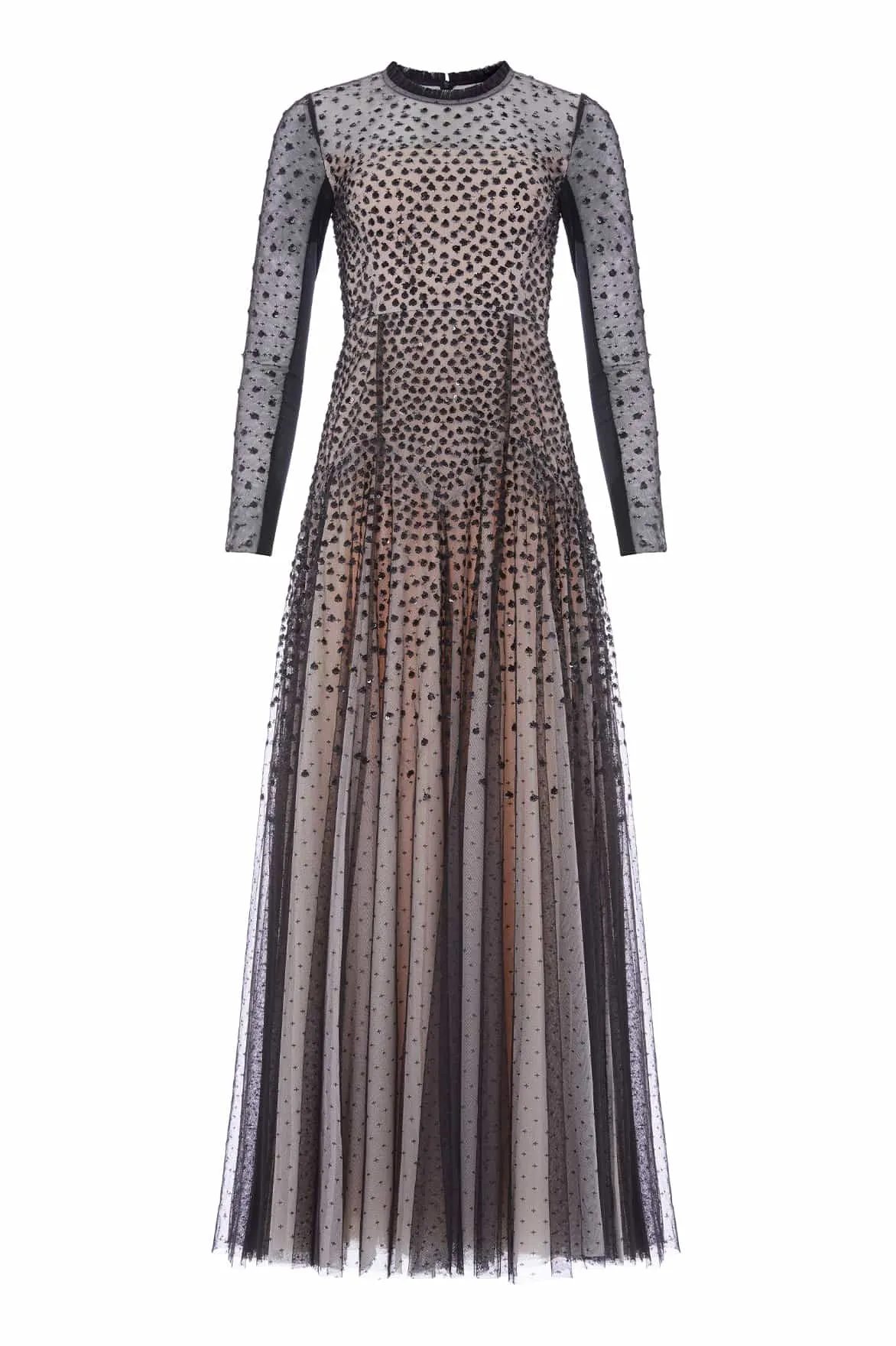 Natural Aesthetic Cozy and Comfortable Sequin Cascade Round Neck Gown